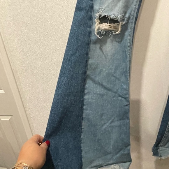 Free peopke Light Blue Distressed Flare Jeans - Picture 1 of 2